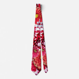Corbata personalizado amarre flores blancas abstractas