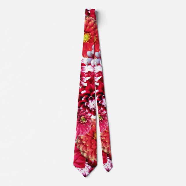 Corbata personalizado amarre flores blancas abstractas (Anverso)