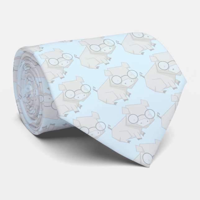 Corbata Personalizado Año Chino Azul del cerdo (Enrollado)