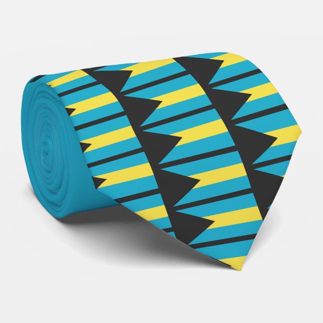 Corbata Personalizado BANDERA BAHAMAS Monograma Nata de cu (Enrollado)
