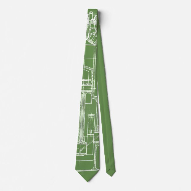 Corbata Personalizado BLANCO AZUL DE VINTAJE DE DIBUJO MEC (Anverso)