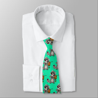 Corbata Personalizado Cute Raccoon Jugando Violin