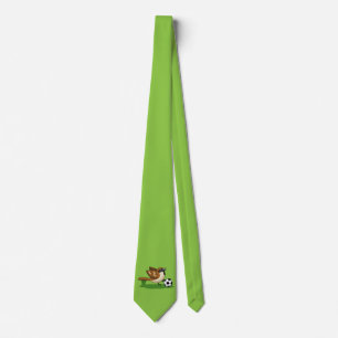 Corbata Personalizado Cute Sparrow Jugando Fútbol