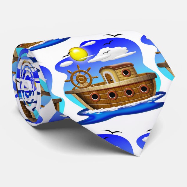 Corbata Personalizado de barcos pesqueros (Enrollado)