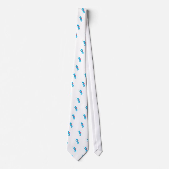 Corbata Personalizado de caballitos de mar azules (Anverso)