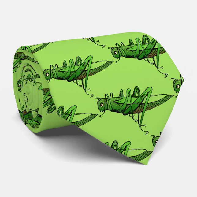 Corbata Personalizado de insectos de grava verde brillante (Enrollado)
