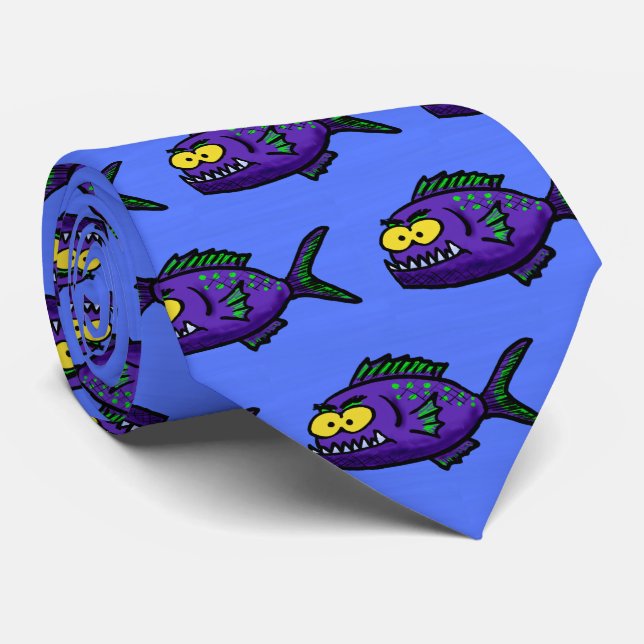 Corbata Personalizado de pescado piraña (Enrollado)