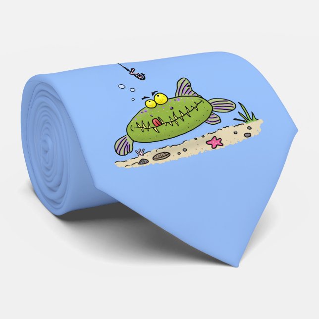 Corbata Personalizado de pescadores de peces gordos y hamb (Enrollado)