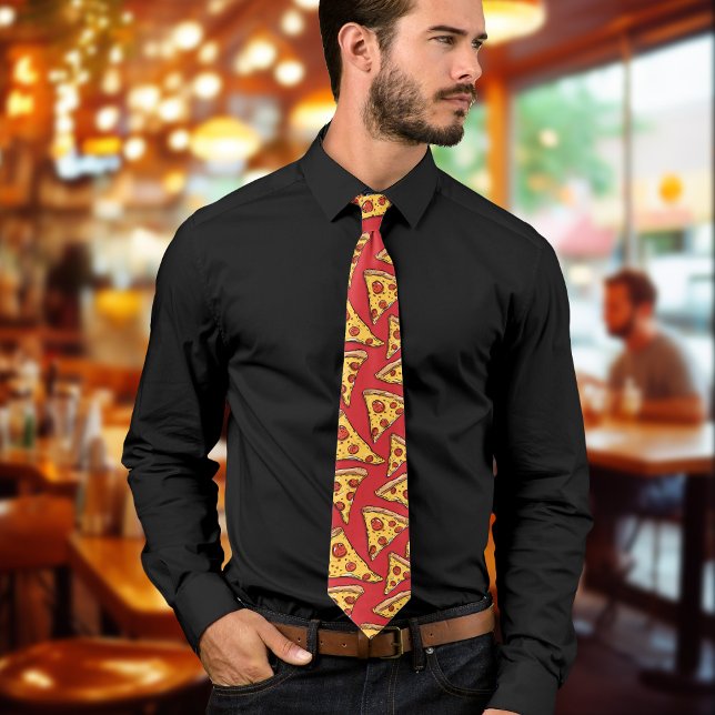 Corbata Personalizado de pizza roja divertido y elegante (Red Pizza Cartoon Fun & Stylish Neck Tie)
