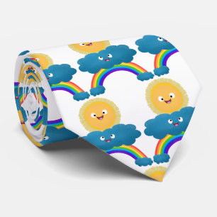 Corbata Personalizado del arco iris de la nube de sol feli
