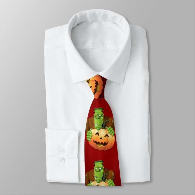 Corbata Personalizado Frankenstein con Calabaza (Atado)