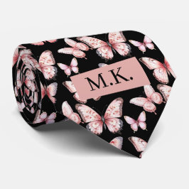 Corbata Personalizado inicia mariposas rosadas en el cuell