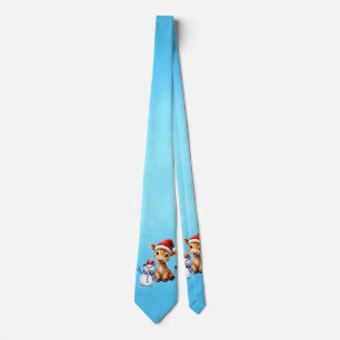Corbata Personalizado lindo Giraffe con Santa Hat y Snowma