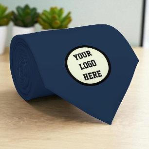 Corbata Personalizado Logo Company Navy Blue Business Corp
