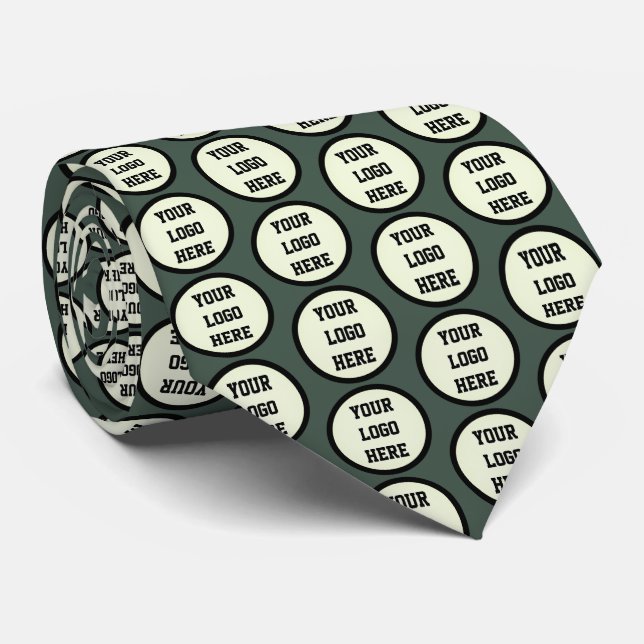 Corbata Personalizado Logo Company Sage Green Business Cor (Enrollado)