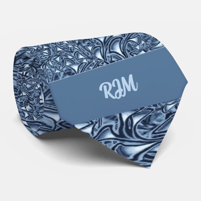 Corbata Personalizado Monogramado de Blue Paisley (Enrollado)