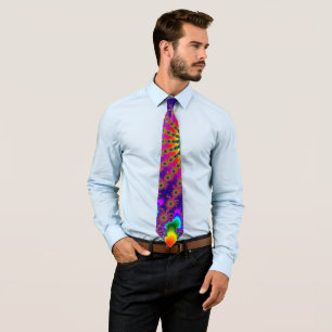 Corbata Personalizado Rainbow Fractal Burst Tie