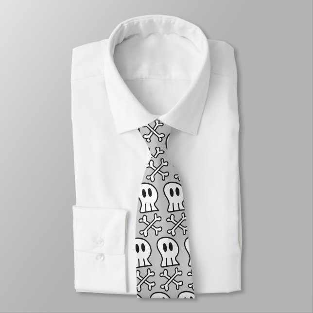 Corbata Personalizado Skulls & Bones Pattern Fun Halloween (Atado)