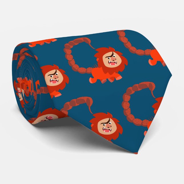 Corbata Personalizado sonriente Cute Manticore Tie (Enrollado)