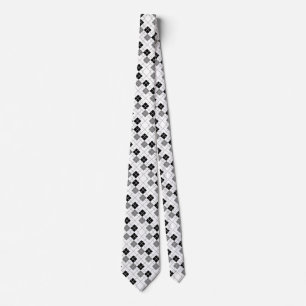 Corbata Personalizado White Black and Gray Argyle Tie