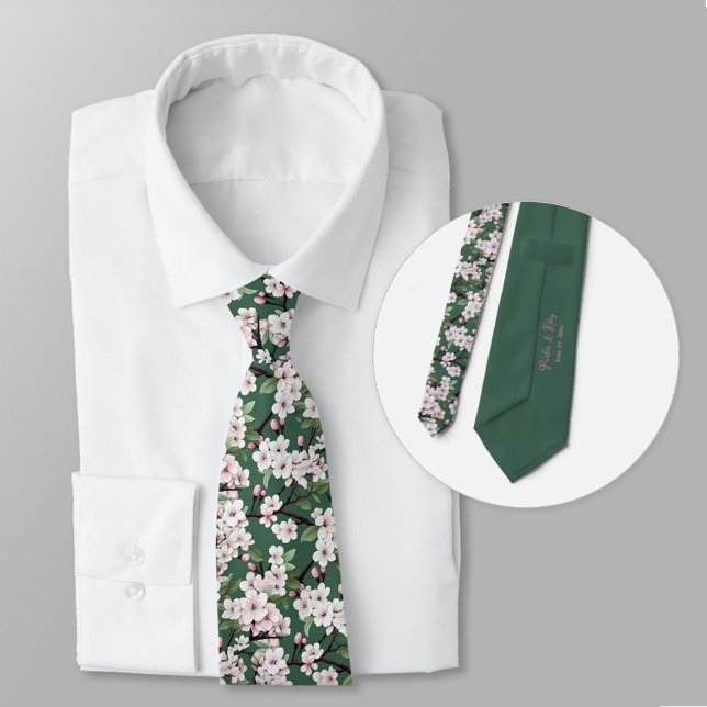 Corbata Personalizar las flores acuáticas de flores de flo (Personalized neck tie for groom's wedding day.)
