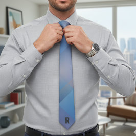Corbata Personalized Blue Geometric Initial
