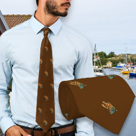 Corbata Pesca Mosca Pescador Chocolate Marrón De Cuello