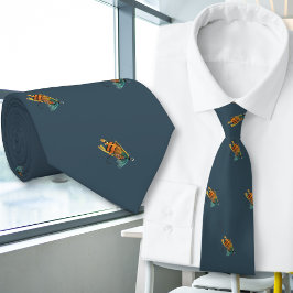 Corbata Pesca Mosca Pescador Oscuro Azulejos de Cuello Azu
