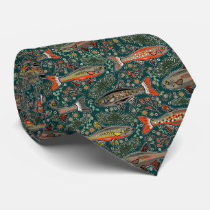 Corbata Pescado de agua dulce Diseño Pescador Arruga de Br