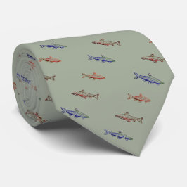 Corbata Pescado Natación Colorido Línea Arte Necktie