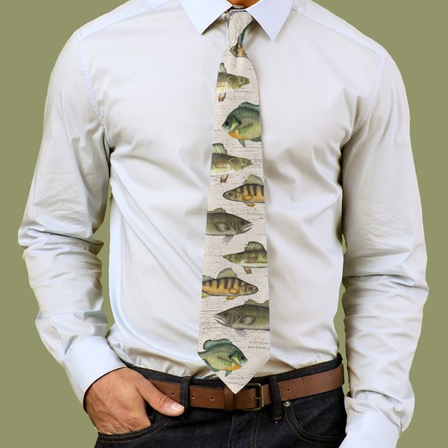 Corbata Pescador de vida silvestre simple moderno Pescado  (Fishing pattern neck tie. )