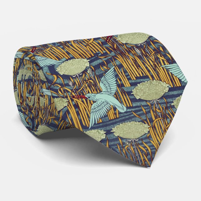 Corbata PESCADORES Y FLORES FLORECIENTES FRONTERAS DE Art  (Enrollado)