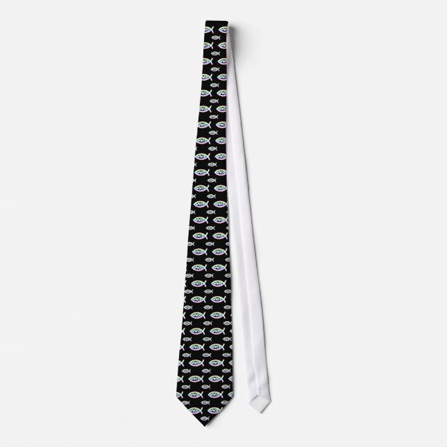 Corbata Pescados cristianos: WWJD - Lazo negro (Anverso)