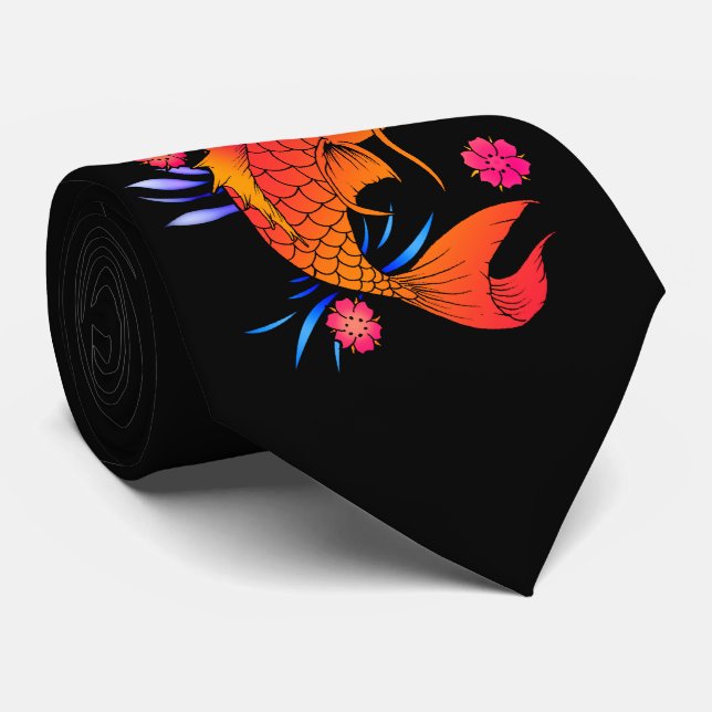 Corbata pescados y flores del koi (Enrollado)