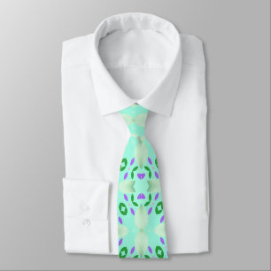 Corbata Pétalos de flores geométricas verdes y púrpura