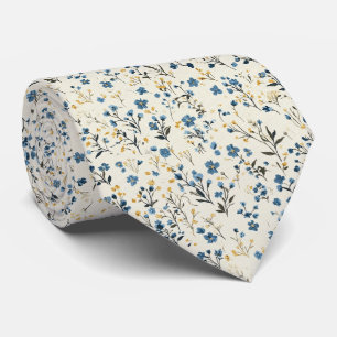 Corbata Petite Blue Wildflower Garden Boda de flores silve