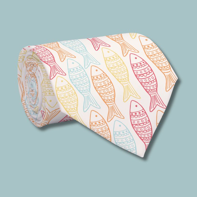 Corbata Pez Colorido (Coastal Catch fish pattern tie)