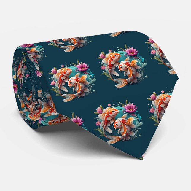Corbata Pez koi genial patrón en baldosas (Enrollado)