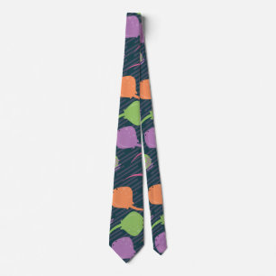 Corbata Pez raya retro pop neón abstracto