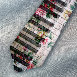 Corbata piano vintage floral music neck tie