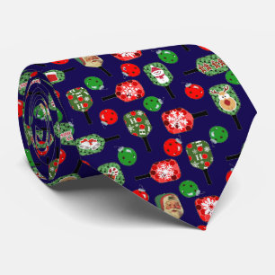 Corbata Pickleballs Navideños Rojos Verdes Palas Pelotas A