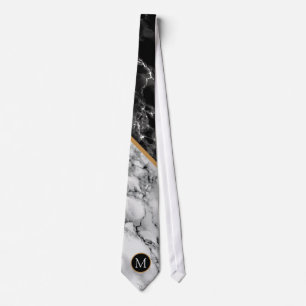 Corbata Piedra de mármol blanco y negro de moda: agrega t