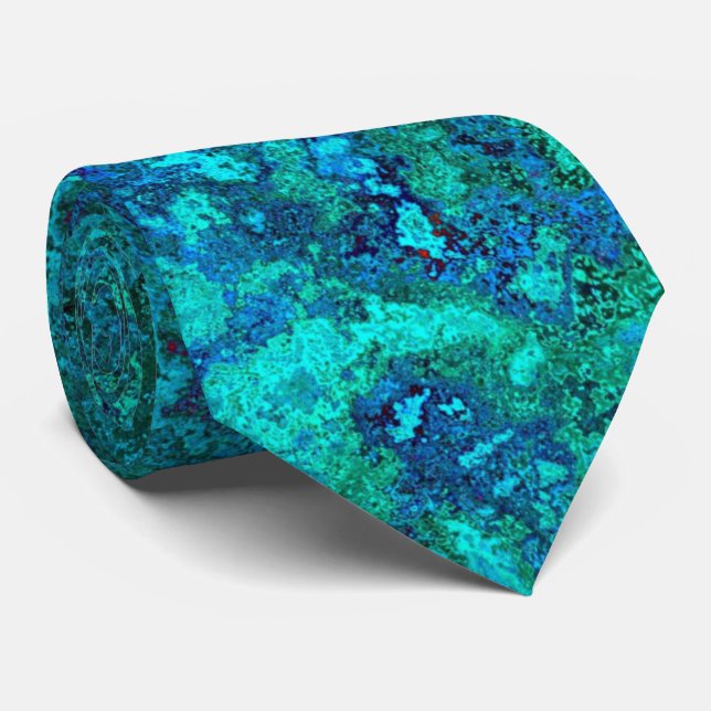 Corbata Piedra de mármol de textura azul y azul turquesa n (Enrollado)
