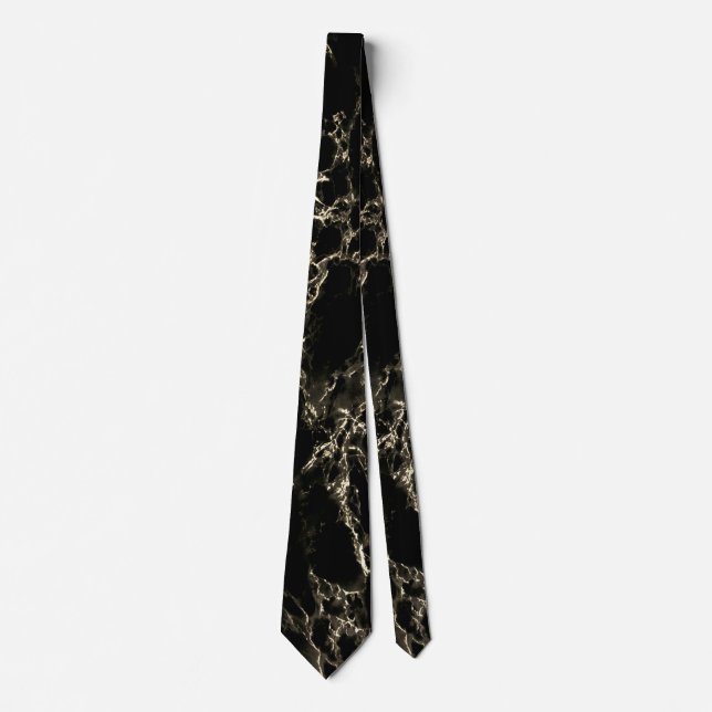 Corbata Piedra de mármol negro de moda - negro y oro (Anverso)