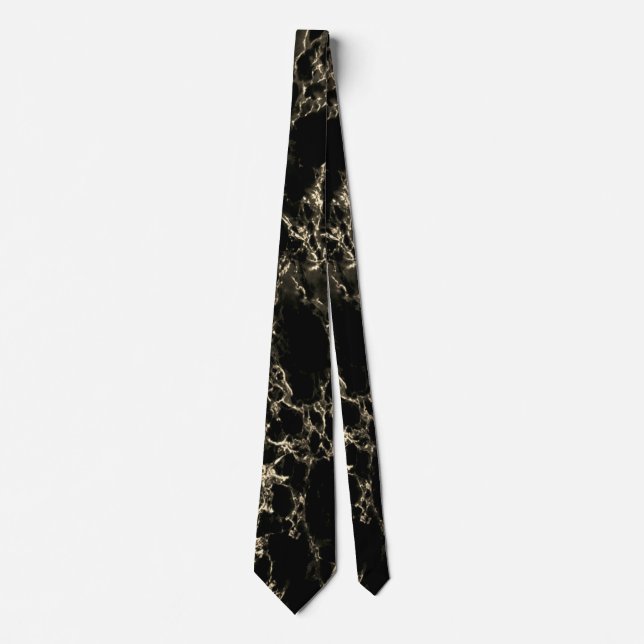 Corbata Piedra de mármol negro de moda - Oro y negro (Anverso)