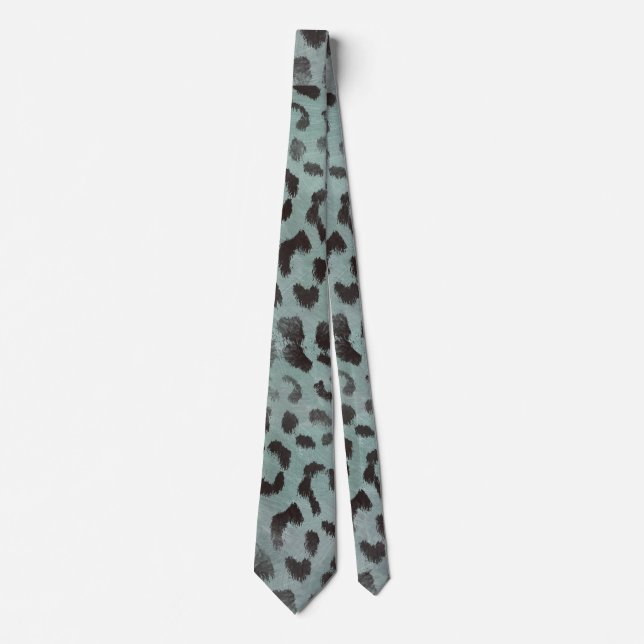 Corbata Piel de leopardo en mar azul tangerina (Anverso)