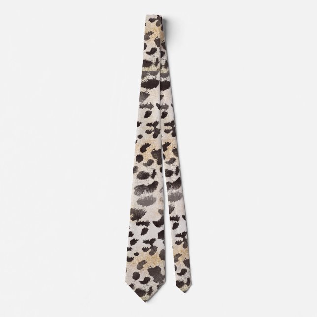 Corbata Piel de leopardo en marfil tangerina (Anverso)