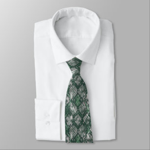 Corbata Piel de serpiente imitación gris, verde.