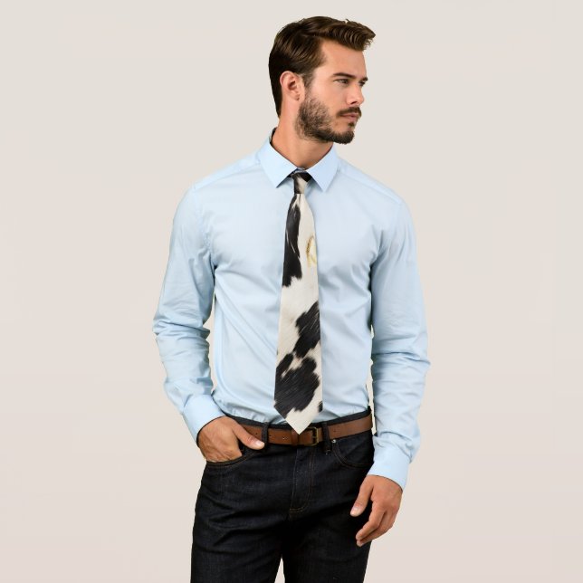 Corbata Piel de vaca del Suroeste del Oro Blanco Negro (In situ)