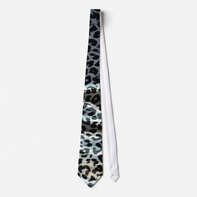 Corbata Piel retra del estampado leopardo (negro, grises) (Anverso)